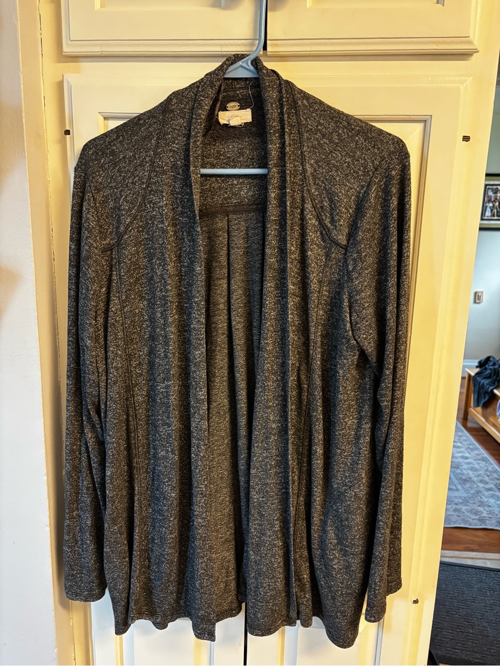Women’s Open-Front Shawl Collar Sweater Cardigan - Dark Heather Gray